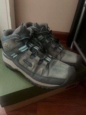 Keen Gray and Teal Kids' Hiking Boots